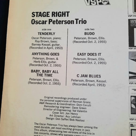 Oscar Peterson[- Stage Right, Verve Records, Vinyl LP 1966 - Picture 3 of 7